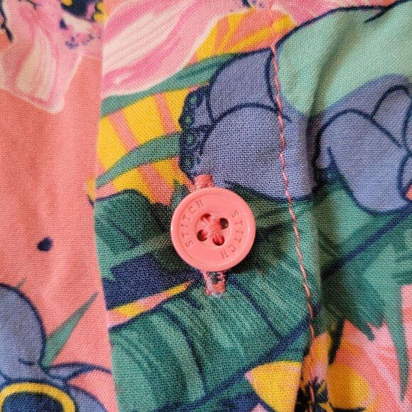 Disney Lilo Stitch Hawaiian Shirt S Pink Tropical Cruise Vacation Summer Beach - Picture 6 of 7